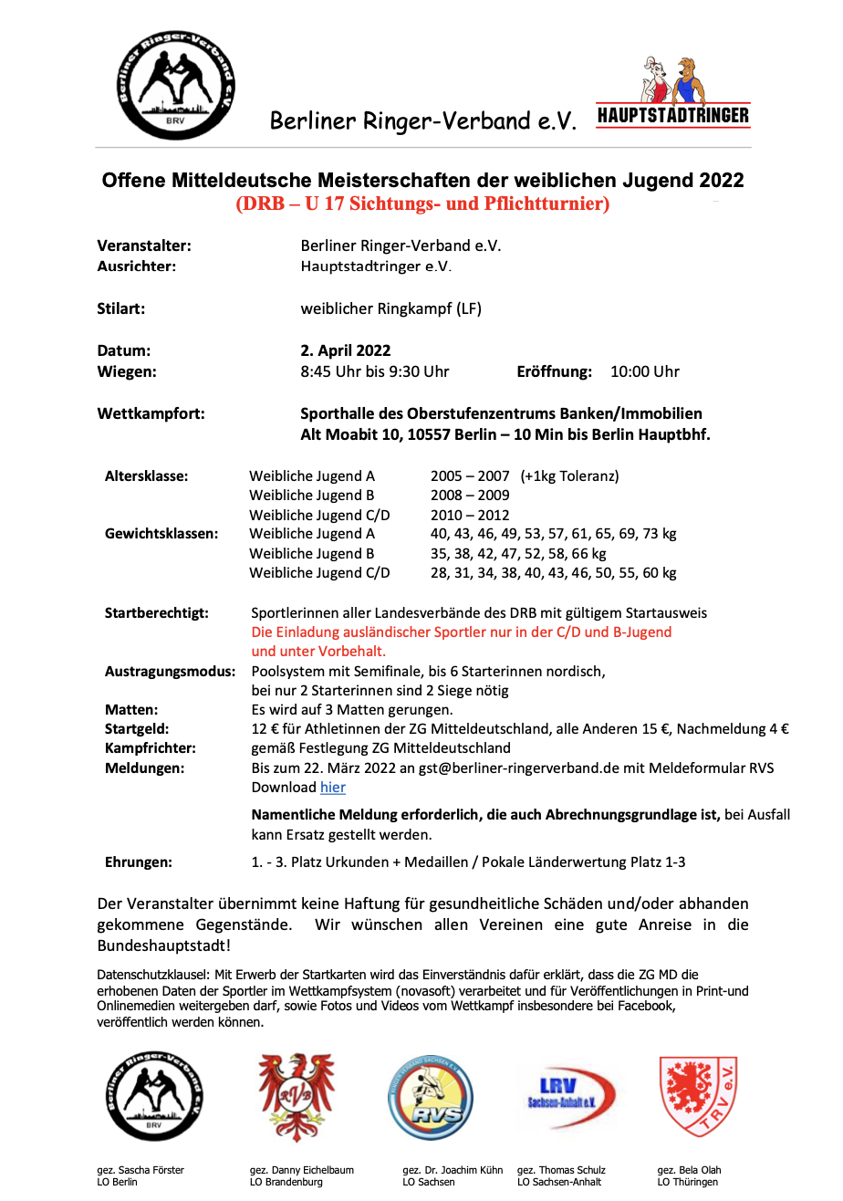 Bildschirmfoto 2022 03 26 um 00.07.16 - Mitteldeutsche Meisterschaften weiblicher Ringkampf - DRB Sichtungsturnier Kadettinen